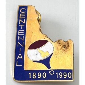 Idaho Centennial 1890-1990 Gold Tone Lapel Pin Hot Air Balloon